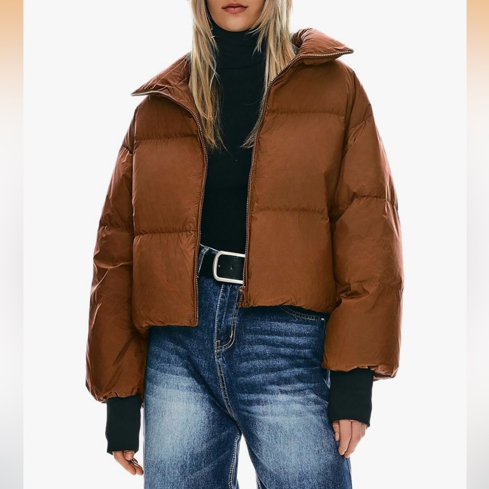 Orolay Puff-O Women's Winter Oversized Cropped Puffer Jacket Zip Up down size XL